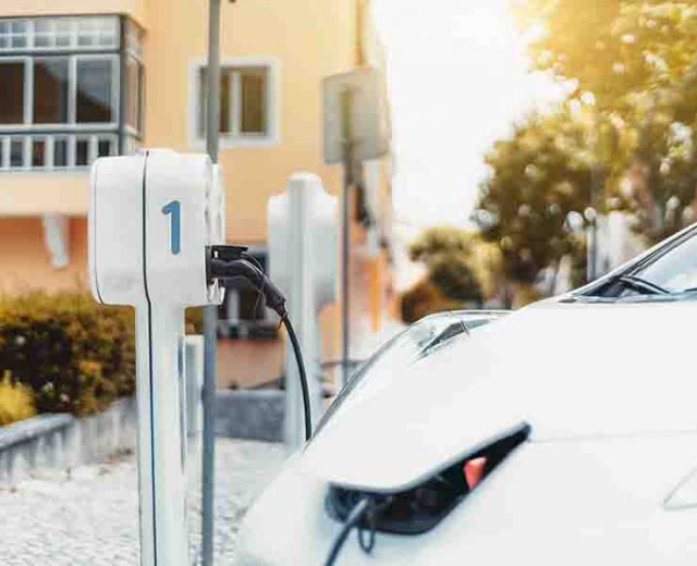 Electric Car Charging Outdoors